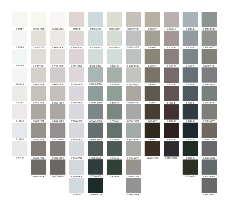 De 100 nye fargene i NCS-systemet