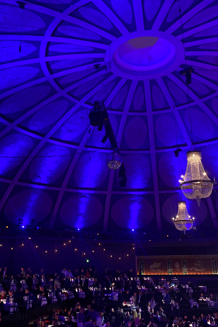 blått lys, tak, folk