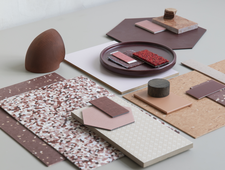 Kollage med gulvprøver fra Tarkett