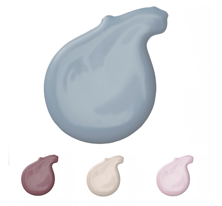 Fargepalett med fire farger. blå hovedfarge.