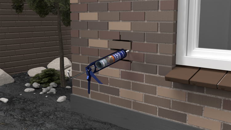 teglvegg med fugesprøyte