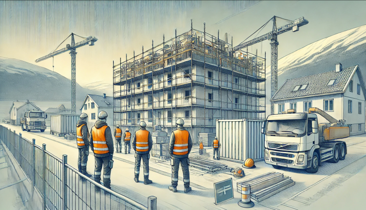AI-generert tegning av en byggeplass 
