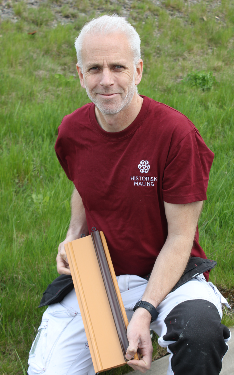 Bjørn Studsrud, Historisk maling viser fargeprøver i gul oker og brent umbra.