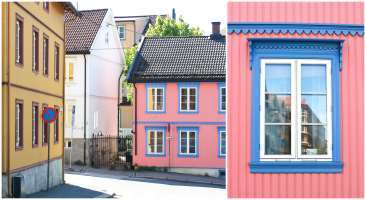 Foto: Bjørg Owren/ifi.no<br/>Da kunstneren Willibald Storn flyttet til Kampen tidlig på 1970-tallet malte han huset sitt rosa og blått. Siden har det blitt et landemerke og en munter aksent i den fargerike bydelen.