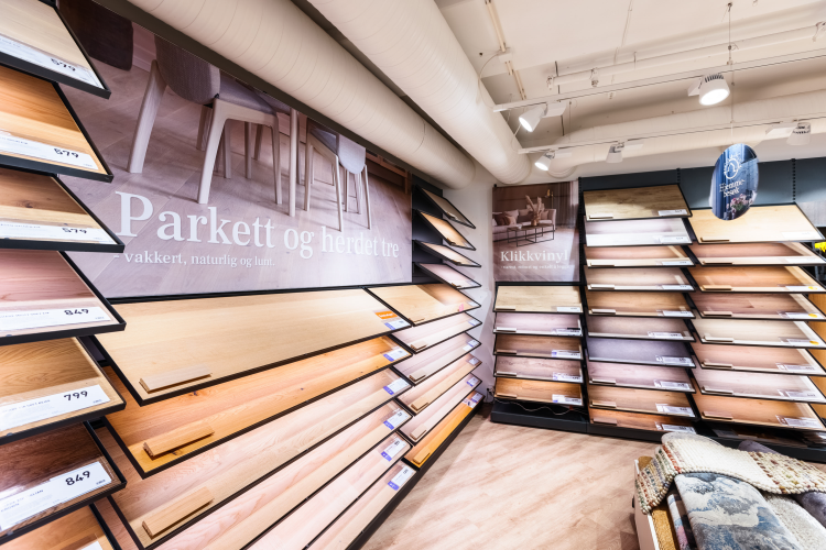 gulvavdeling i Fargerikebutikk