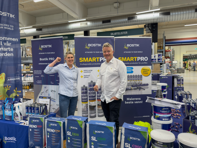 Yvonne Kirkeby og Ragnar Lien hos Bostik.