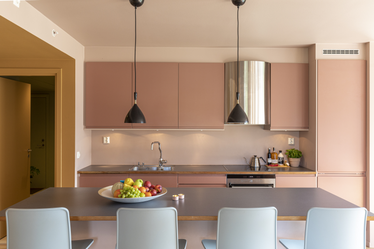 Kjøkkeninnredning malt med Pure&Original farge Courtly Rose.