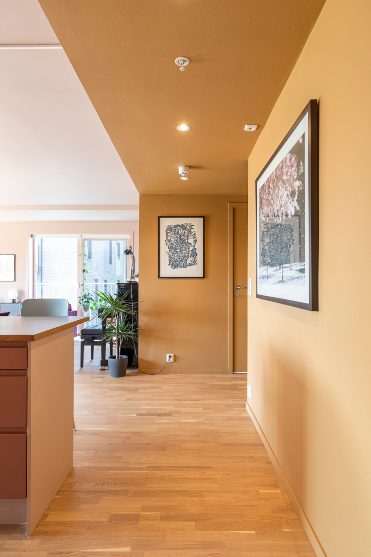 Gang malt med maling fra Pure&Original, tak og vegger i farge Golden Majesty 