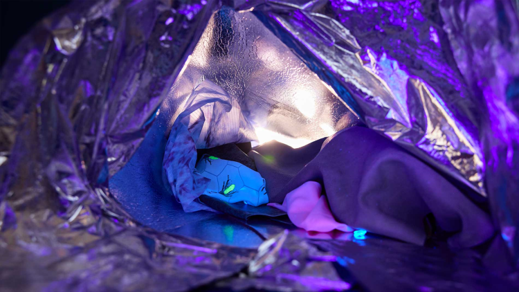 Skinnende blanke tekstiler i lilla nyanser