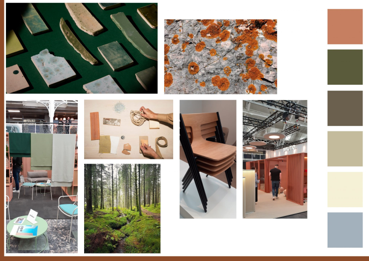 mood board aprikos grønt lav