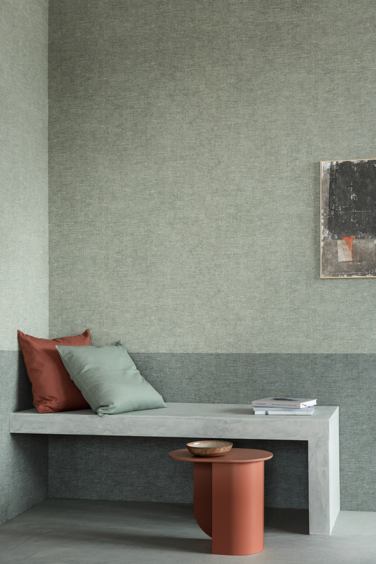 rom med grønt tapet