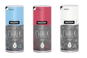 Maston Chalk paint<br/><a href='https://fargemagasinet.no/tegn-med-kritt-pa-sprayboks'>Klikk her for å åpne artikkelen: Tegn med kritt på sprayboks</a><br/>Foto: 