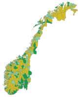 Foto: Prognosesenteret<br/>Mer enn halvparten av alle norske kommuner hadde en netto fraflytting i 2018. De grønne områdene utgjør en fjerdedel av kommunene og de opplevde en positiv nettoinnflytting, uten hjelp fra innvandringen.