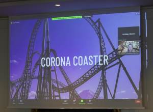Corona-coaster - et tegn i tiden ifølge pej gruppen.<br />Foto: Chera Westman/ifi.no