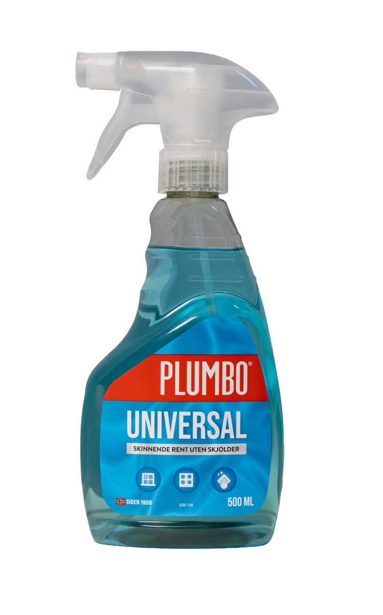 En flaske med Plumbo Universal i ny innpakning.