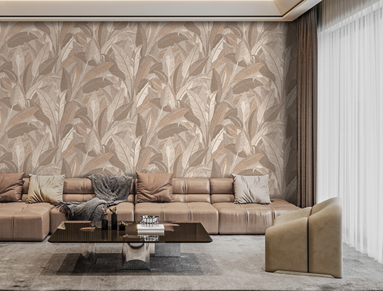 mønstret tapet i beige-brunt