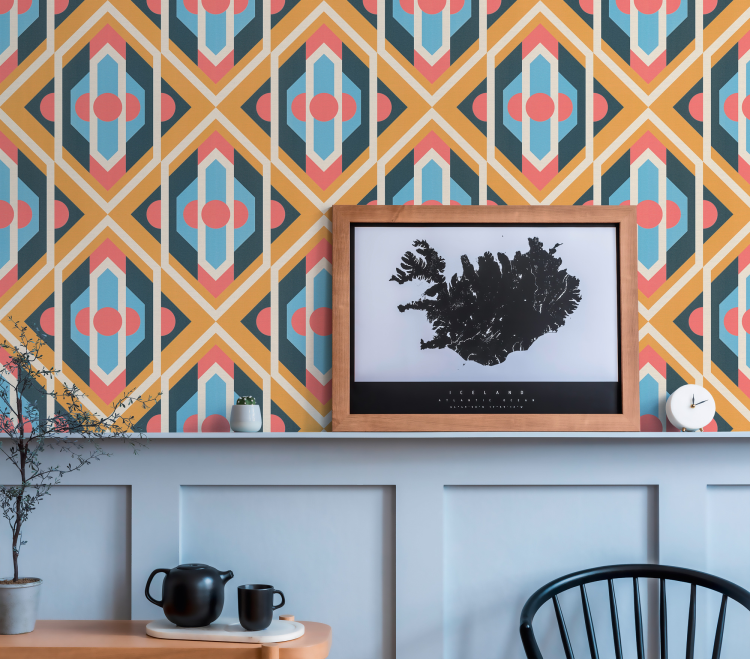 blå brystning mønstret tapet