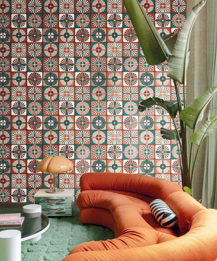 mønster tapet orange