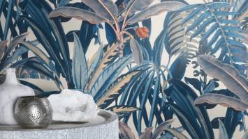 Foto: Storeys<br/>NATURLIG: I kolleksjonen Rhapsody fra Wall-Consept/Storeys finner du tapet med palmer, blader og blomster i flere forskjellige design og farger, og Art Deco-design.