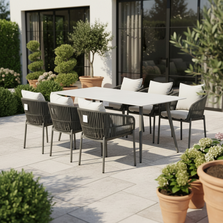 spisegruppe på terrasse