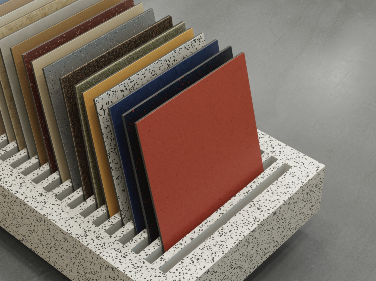 Prøver på vinylgulv fra Tarkett