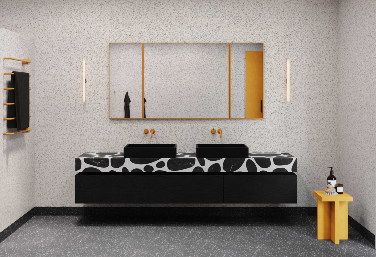 Bad med vinyl på gulvet